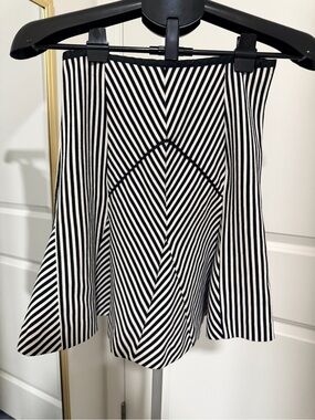 Banana Republic Black and White Striped A-Line Skirt